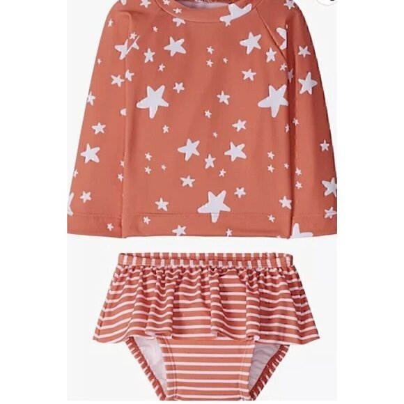 New HANNA ANDERSSON MOON AND BACK Rash Guard Skirted Set 18-24 Months Swim Set - Picture 3 of 9